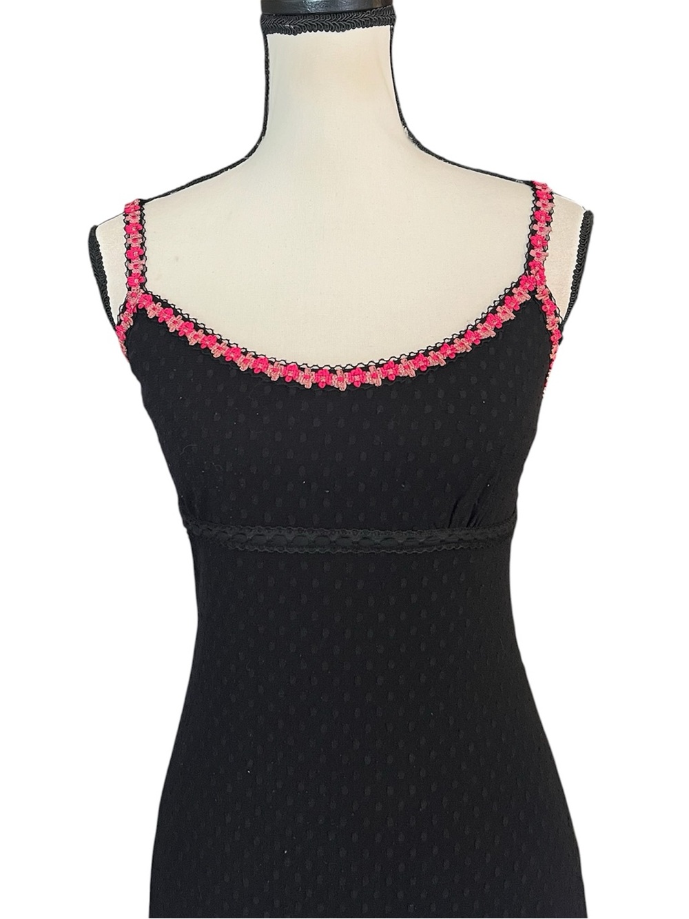 🚫SOLD🚫 Vintage Betsey Johnson New York Sheer Swiss Dot Mesh Floral Slip Dress - Picture 4 of 13